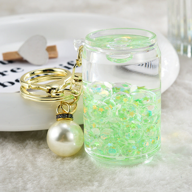 Wholesale Acrylic Quicksand Floating Bottle Cans Creative Key Chain